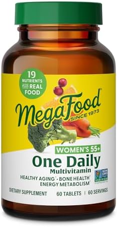 MegaFood, Women Over 55 One Daily, Supports Optimal Health and Wellbeing, Multivitamin and Mineral Dietary Supplement, Vegetarian, 60 tablets (60 servings)