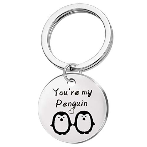 Weryffe You're My Penguin Key Ring Kreative Schlüsselanhänger Geschenk Für Freund Freundin Freund Niedlichen Pinguin Geschenk (Silberfarbe) Cover