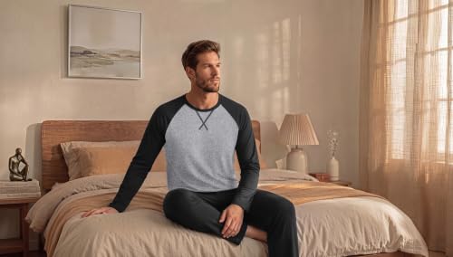 Ekouaer Mens Pajama Set Long Sleeve PJs Lightweight Sleepwear with Pockets - image 6