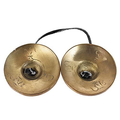 Henniu Sino de címbalo Tingsha de meditação tibetana artesanal de 2,6 pol./6,5 cm com os oito símbol