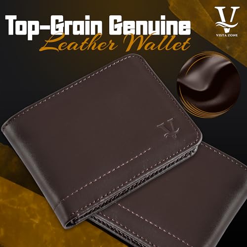 Top-Grain Genuine Leather Bifold Minimalist Wallet – Flap Closure, 4 Card Slots, Cash Slot, Sleek Design with Rounded Corners (Rectangular, Rounded Corners, Brown)2