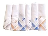 S S SHACHI Initial Handkerchiefs for Men Monogrammed Boxed 6 Piece Set Cotton by PRINEEKA (Initial 'J', 6 Pcs)