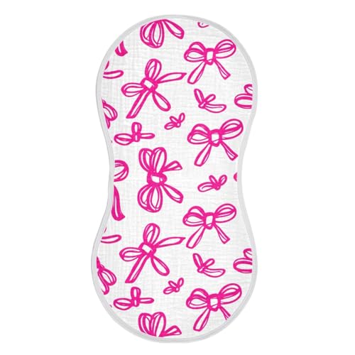 Baby Burp Cloths, Soft Absorbent Burping Cloths for Babies, Cotton Milk Spit Up Rags, Large Size for Newborns, Baby Boys and Girls (Pink-White Bows)