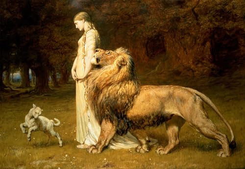 Prints toile peinture murale Una et le lion de Spenser Briton Riviere affiche salon 60x90