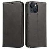 iPhone13 ケース イフォン13 スマホケース 手帳型 携帯カバー レザー 耐衝撃 軽量 着脱しやすい 放熱性 マグネット式 カード収納 スタンド機能 iphone ケース13 対応 360度保護 PinLiSheng (ブラック, iphone13)