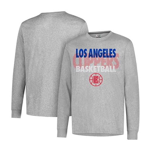 Ultra Game NBA Official Men’s Super Soft Supreme Long Sleeve T-Shirt - Unisex, Los Angeles Clippers, Heather Gray, Small