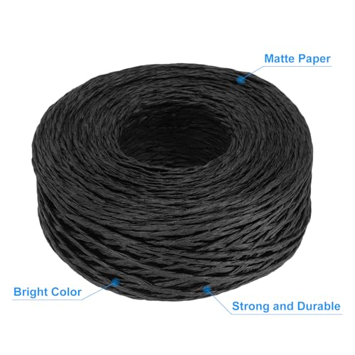 Cinta de rafia resistente de papel negro continuo de 109 yardas para tejido de bricolaje 4