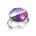Otwarte regulowane pierścionki rocznica urodziny biżuteria prezenty dla kobiet dziewcząt, kwiat lawendowy prowansalski fiołkowy, Jeden rozmiar, Szkło Stal nierdzewna Szkło