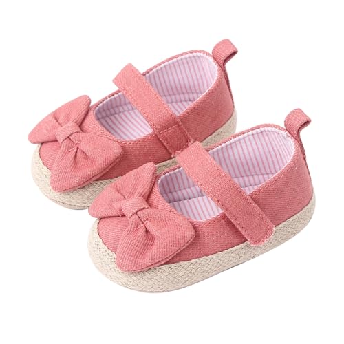 Luckywaqng Zapatos para niños de 6 a 12 meses: sandalias de bebé para niña con lazo, parte inferior suave, zapatos para aprender a andar, zapatos de bautizo antideslizantes, suela de goma, zapatos de