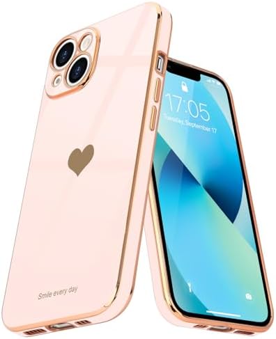 Teageo Etui do iPhone 13 uroczy wzór serca dla kobiet dziewcząt smukłe luksusowe błyszczące platerowanie miękkie TPU odporne na zarysowania odporne na wstrząsy etui na telefon do iPhone 13, lawenda