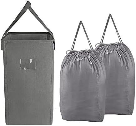 MCleanPin 210L Laundry Hamper with Washable Laundry Bags, Dirty Clothes Hamper Baby Nursery, Foldable Laundry Hamper Dorm Laundry Basket for College,Grey