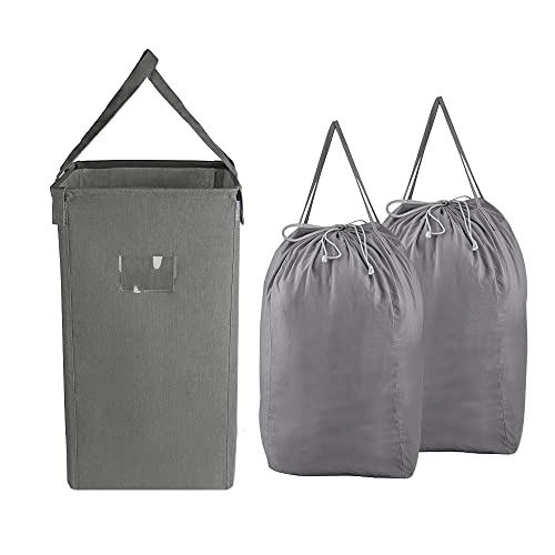 Mcleanpin 210L Laundry Hamper With Washable Laundry Bags, Dirty Clothes Hamper Baby Nursery, Foldable Laundry Hamper Dorm Laundry Basket For College,Grey #TOP16