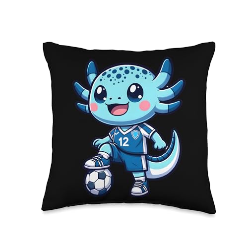 soccer shirts for boys and girls by merch4life Funny Axolotl Soccer Player boy Girl Throw Pillow, 16x16, Multicolor