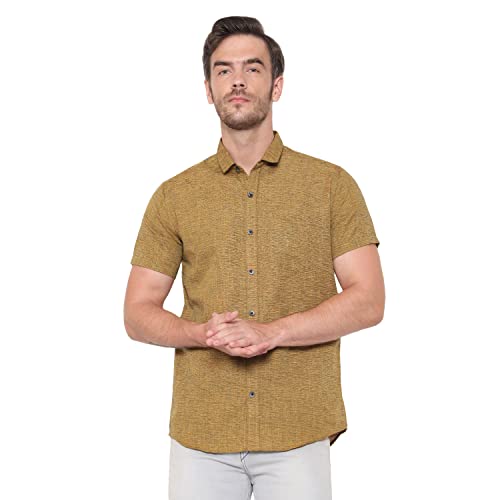 Image of LATEST CHIKAN Men's Cotton Blend Textured Half Sleeves Shirt
