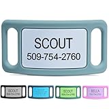GoTags Silent Dog Tag, Personalized Engraved Silicone and Cat Name Pet ID Tags, Soundless Quiet Slide On Nameplate for Collars, No More Jingling Tags (Teal, Large)