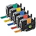 Replacement 18mm 0.7 Inch Laminated TZe Label Tape (Black on Orange/Red/Blue/Yellow/Green) Compatible with Brother P Touch Label Tape D400 1280 1800 1880 1900 Label Makers, 3/4 inch, 5-Pack