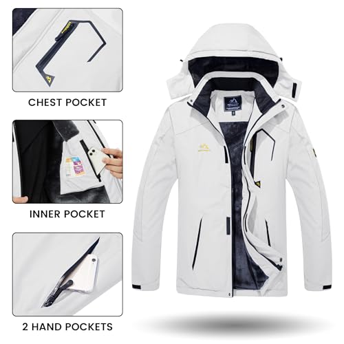 Image of TACVASEN Men's Winter Ski Jacket Waterproof Snow Coats Snowboard Fleece Lining Jacket Warm Parka with Hooded,Standard Length