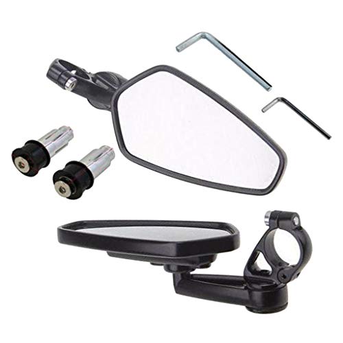 #N/A 2 peças ovais CNC guidão traseiro para motocicleta lateral espelho giratório preto