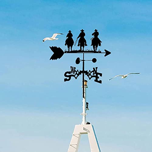 Garden Wind Vanes,Retro Weather Vane,Rooftop Wind Vanes,Outdoor Weather Vane Decoration,Wind Direction Indicator,Wind Vane Garden Patio Decoration ( Color : Three Cowboys , Size : 55Cn*33Cm ) #TOP2