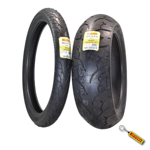 Pirelli Night Dragon Tire Set: 90/90-21 M/C 54H TL Front & 2
