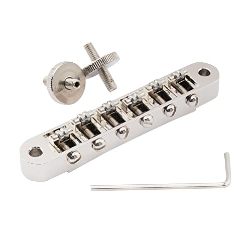 Musiclily Pro 10.4mm Roller Saddle ABR Tune-O-Matic Bridge with M4 Post for Les Paul Style Electric Guitar Nickel
