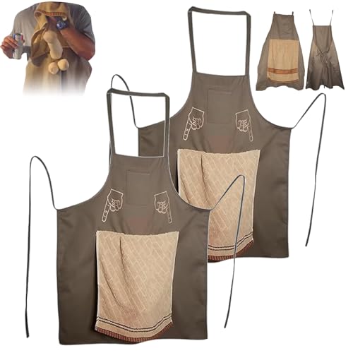 REALOKMAN Works Apron for Prank Adult Chef's Prank Apron Funny Gag Gift with Surprise Pocket Novelty Kitchen Cooking Apron for Men(2Pcs)