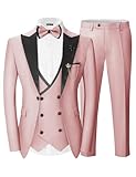 Wangyue Mens 3 Piece Suit Slim Dusty Rose Double Breasted Traje de Vestido de Novia Prom Classic Tuxedo Suits for Men 2XL