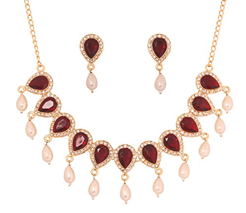 Touchstone Indian Bollywood Traditional Craftsmanship Mughal Designer Jewelry Wedding Necklace Set in Antique Gold Or White Tone for Women.