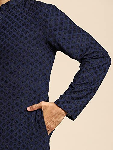 Image of Rajubhai Hargovindas Men Pure Cotton Chikankari Embroidered Straight Kurta