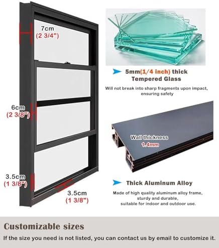 12" Vertical Sliding Window - White Frosted Glass Replacement for Mobile Homes, Playhouses, Sheds, Lofts, Tree Houses - Fits 45-150 cm Heights (WxH 12x51 in / 30x128 cm)