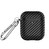 Carbon Fiber Texture Protective Cover for AirPods 2 Case Black,Front Led Visible,Ultra Slim Shockproof Skin Compatible with Apple Airpods 2 2019(Black-Texture)…