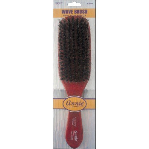 ANNIE Wave Soft Brush (Model:2080) - 2 pieces, Natural wood, boar bristles, wooden brush, won't pull on your hair, detangler, pulls out the knots