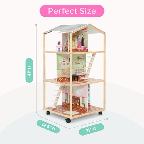 Delta Children Moveable Mansion Dollhouse - 360-Degree Play Dollhouse with Wheeled Base - Includes 16 Accessories - Fits 12-inch Dolls - Pretend Play Dream Gift for Ages 3+ - image 7