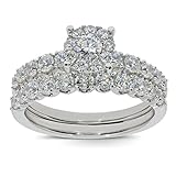 Wholesale Diamonds 10K WHITE GOLD 1.75 CARAT WOMENS REAL DIAMOND ENGAGEMENT RING WEDDING BAND SET