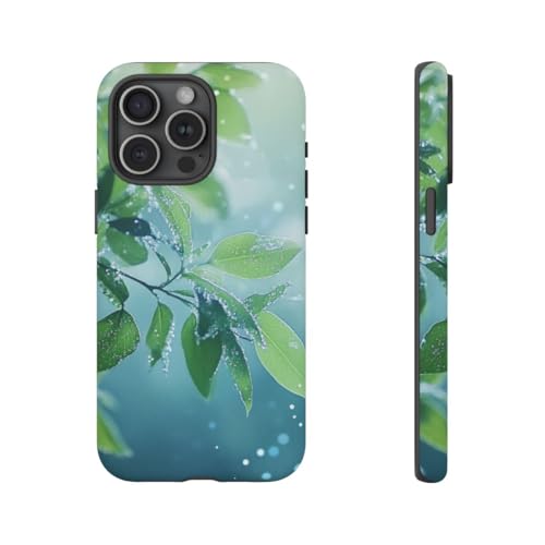 Coque iPhone 15 Pro Max au motif feuilles vertes pour sublimer vos journées au bureau