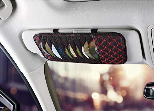 miscellaneous DVD Storage Case Car Sun Visor CD Disc Holder CD DVD Storage Pouch Bag Vehicle Organizer Auto Interior Accessories (Color : Black+Red)