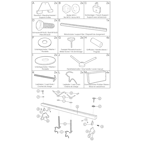 Motorbrücke Wiltec bis 500 kg für Kotflügeltraverse und Motorreparatur
