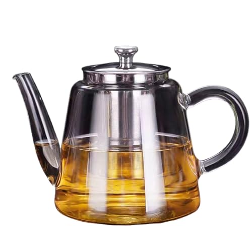 Diggly ティーセット IH対応 手吹き 透明 304 ステンレス鋼 耐熱 電磁調理器が使える ティーポット おしゃれ 大容量 割れずに急冷急加熱 ガラス 高ホウケイ酸耐熱ガラス ステンレス 茶漉し付き フルーツ 茶 リーフ 茶 麦茶 できる ティー