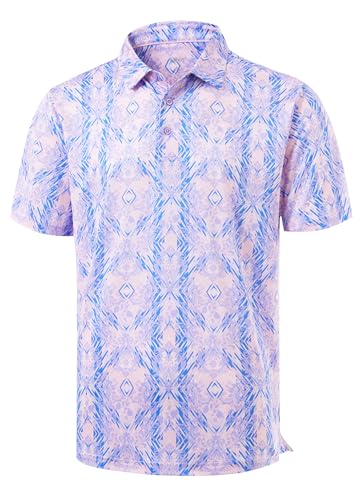 Camisetas polo para hombre Libin, de manga corta, secado rápido, transpirable, con estampado floral y diseño casual y para negocios miniatura 1