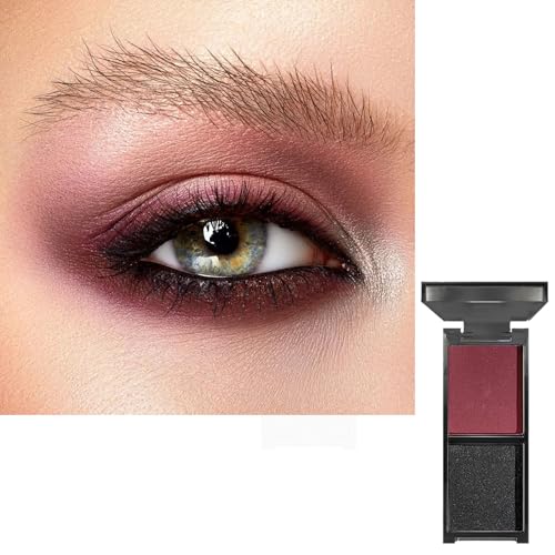 Red Black Smoky Eyeshadow Palettes 2-colour Matte Cool Eye Make-Up Palettes Long Lasting Highly Pigmented Gothic Party Music Festival Eye Shadow Palette