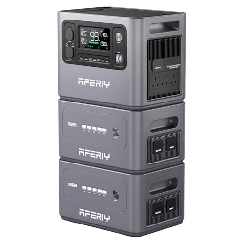 AFERIY P280 6114Wh Portable Power Station,with 2 Extra Battery,2800W Expandable Capacity LiFePO4 Battery Backup,Solar Generator for Home Use,Outdoor Camping,Power Outage,Camping,RV,Emergenci