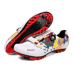 Hixingo Zapatilla de Ciclismo Hombre, Mujer Graffi...: CARACTERÍSTICAS : los zapatos de ciclismo están hechos de materiales de alta calidad. Pestillo de montaña: la suela de montaña adopta un diseño de bloqueo, con una suela fuerte, agarre fuerte y conducción estable al aire libre. SEGURIDAD: Los zapatos...
