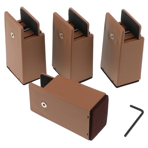 Cabilock Adjustable Bed Risers Heavy Duty Chair Leg Extenders for Height Brown Furniture Pads