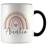 YouNique Designs Auntie Mug, 11 Ounces, Aunt Coffee Mug from Niece and Nephew, Aunt Mug, Auntie Cup, Best Aunt Coffee Mug (Black Handle)