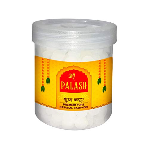 Image of PALASH Pure Camphor | Kapur | Kapoor Tablets Jar for for Diffuser, Pooja, Meditation (50 gm X 1 Jar)