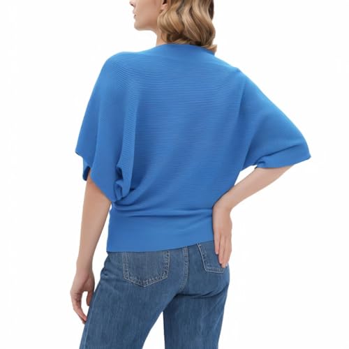 Image of EDSTAR Women Dolman Batwing Sleeves Knitted Sweaters Winter Boat Neck Pullovers Tops