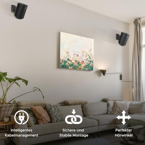 Sound bass ERA 100 Wandhalterung – Neigbar und Schwenkbar, Schwarz, Einzel (1 STK.), Kompatibel mit Sonos ERA100 & ERA 100 SL, Einfache Installation, Inklusive Montageset