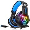 Ozeino Gaming Headset for Ps5 Ps4 PC, Over Ear Gaming Headphones with Noise Cancelling Microphone RGB Light, Deep Bass Stereo Sound Headset for Xbox Series X/S, Switch, Laptop, Mac, Phone