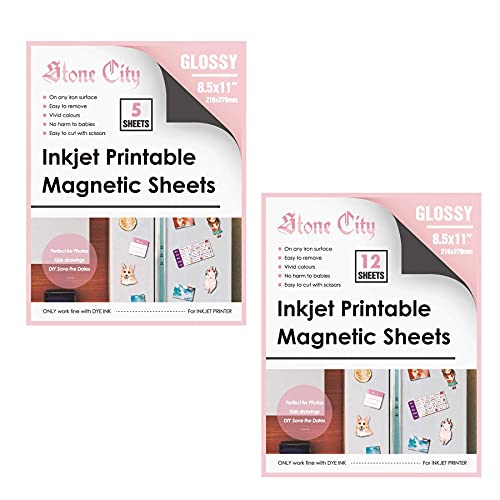 Stone City Magnetic Sheets Printable Glossy Paper 5 Sheets and 12...