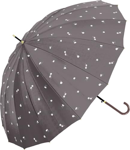 【中谷】 Natural Basic 婦人 長傘 ジャンプ 16本骨 リトル フラワー チャコール 55cmのサムネイル